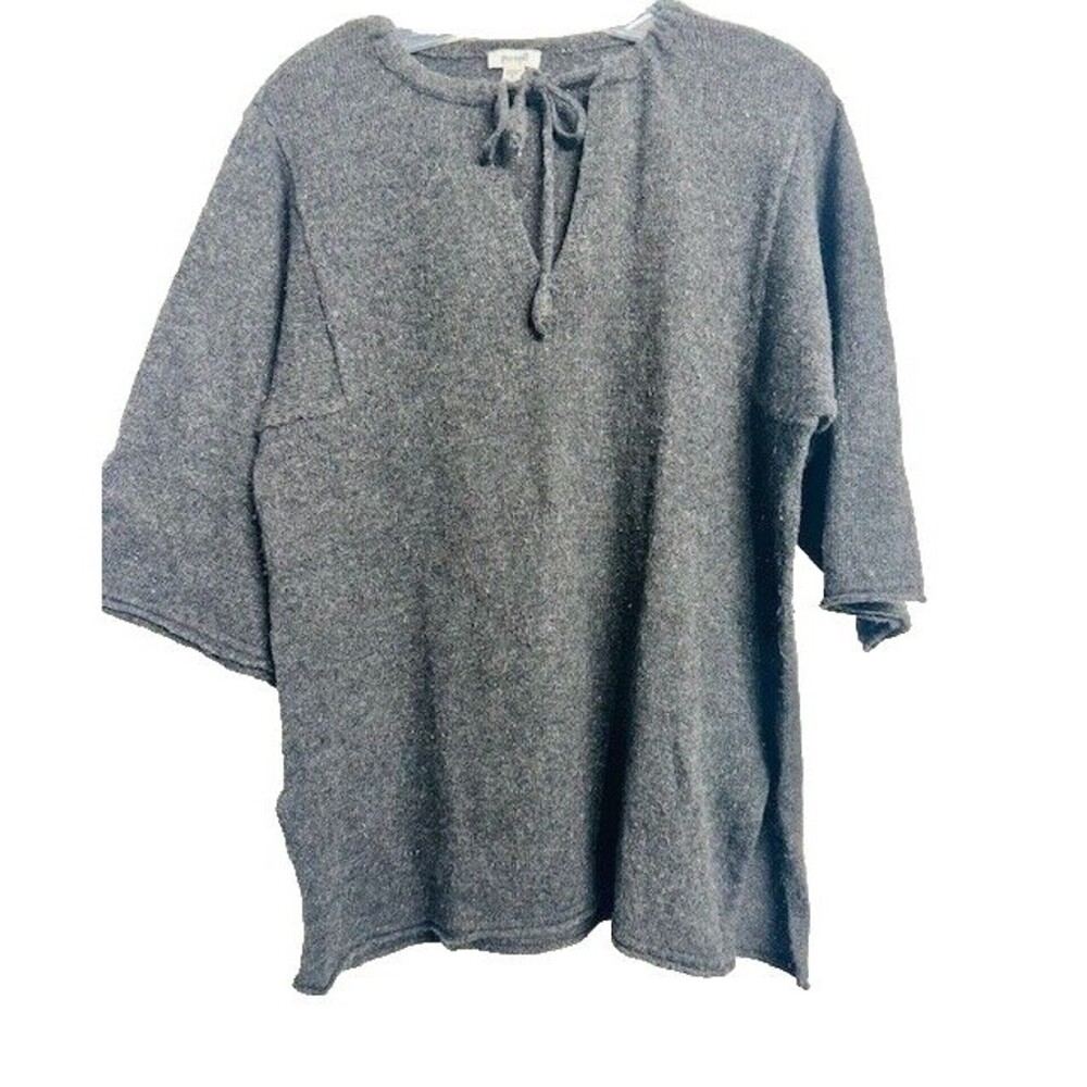 Pure Jill Women Wool blended Round Tie neck 3/4 Sleeves Pullover Tunic Sweater S